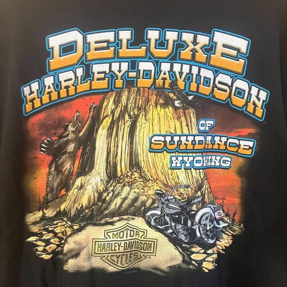 Harley Davidson Mens Vintage 2010 Sundance Wyoming Shirt Size 2XL Black AN EXC - Picture 1 of 9